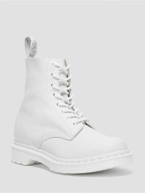 Dr. Martens 1460 Pascal Mono White Leather Boots Women’s Size 9 Lace Up Combat